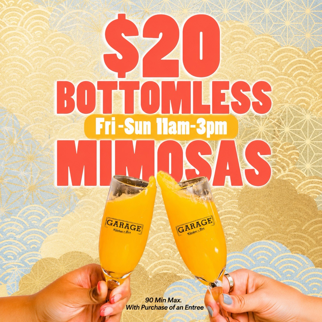 $20 bottomless mimosas at Garage Kitchen + Bar in San Diego's Gaslamp Quarter